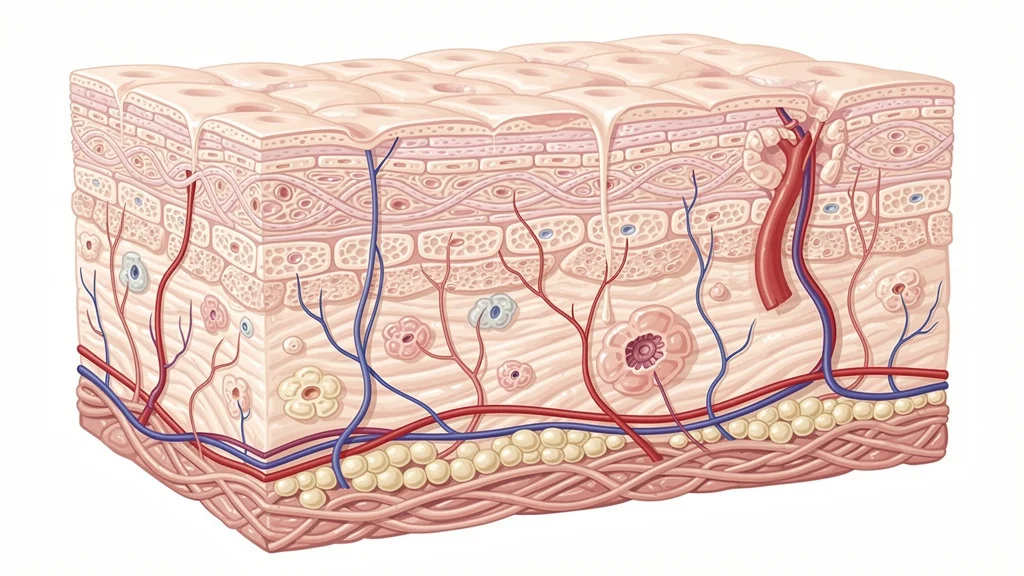 Cross-section illustration of skin cell layers