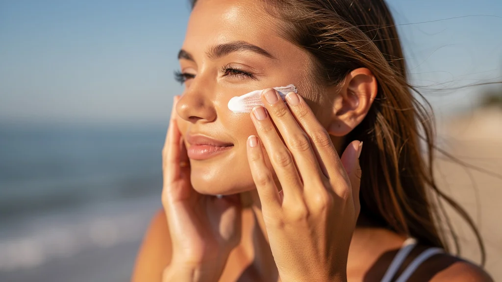 Applying sunscreen for daily UV protection