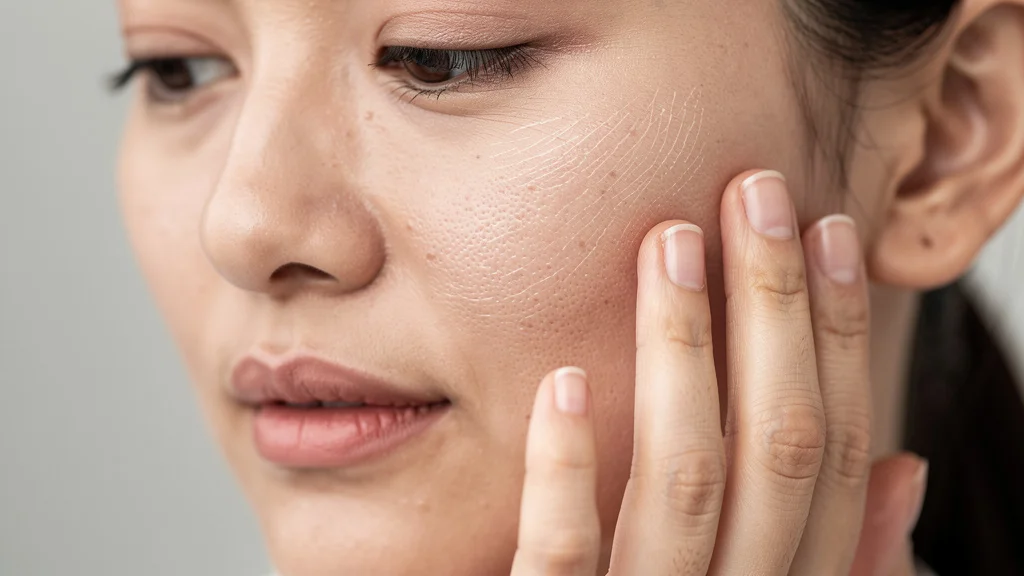Examining skin texture in natural light